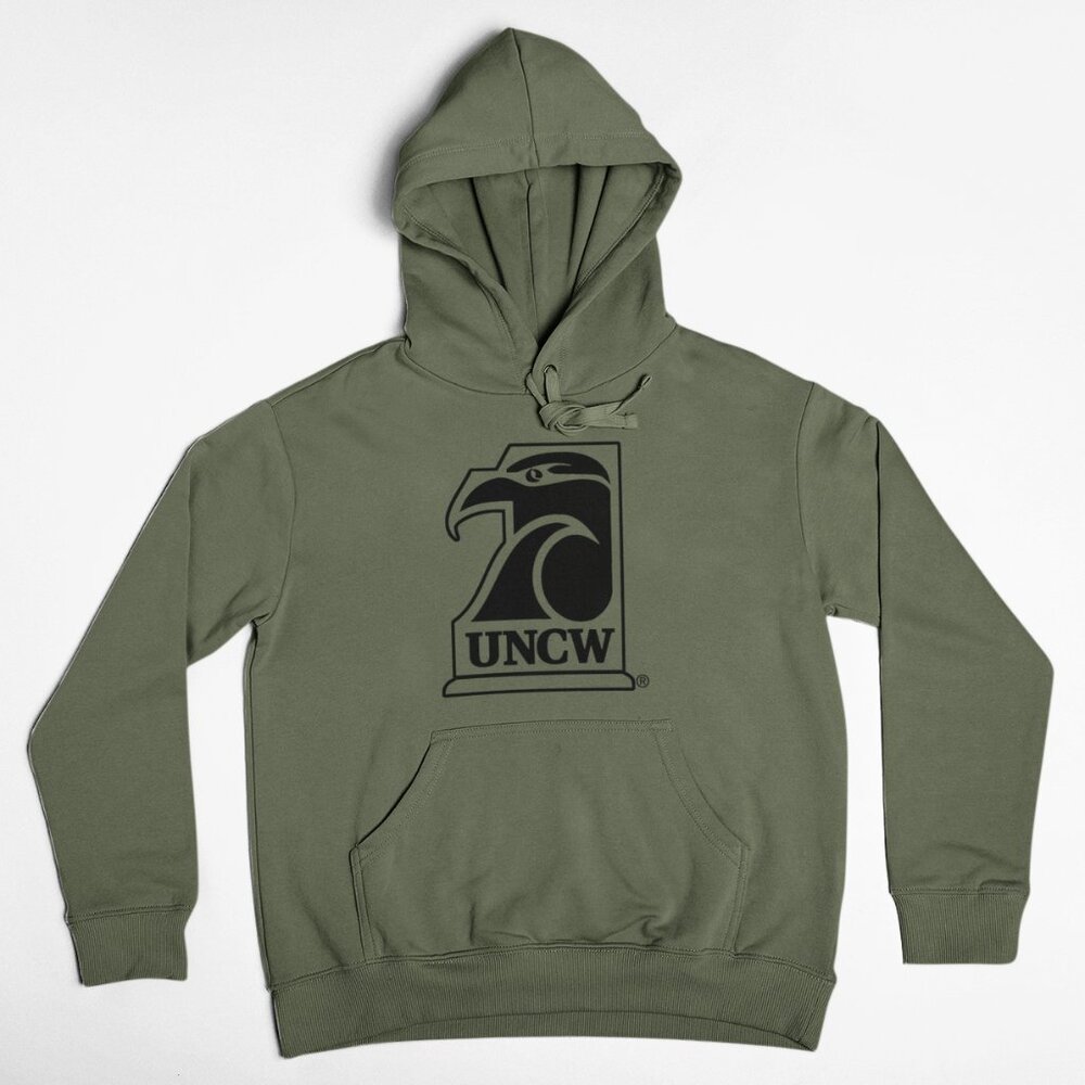 NEW UNCW Wilmington Seahawks Retro Pullover Fleece Hoodie MILITARY ARMY GREEN